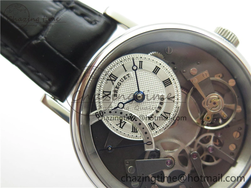 Tradition 7097BB G1 9WU SS Real PR SF 1:1 Best Edition Silver Skeleton Dial on Black Leather Strap A Upgraded 5326