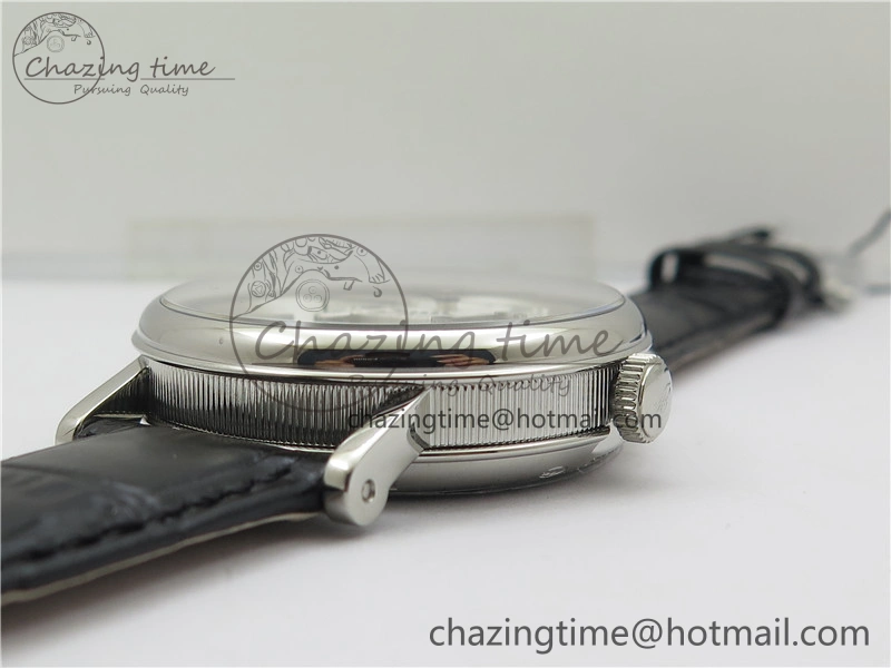 Tradition 7097BB G1 9WU SS Real PR SF 1:1 Best Edition Silver Skeleton Dial on Black Leather Strap A Upgraded 5326