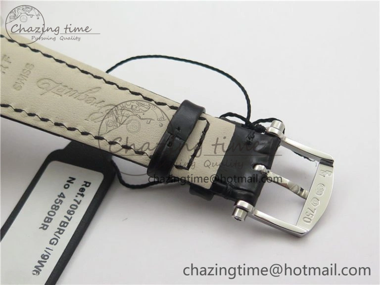 Tradition 7097BB G1 9WU SS Real PR SF 1:1 Best Edition Silver Skeleton Dial on Black Leather Strap A Upgraded 5326