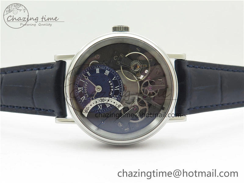 Breathable Tradition 7097BB GY 9WU SS Real PR SF 1:1 Best Edition Blue Skeleton Dial on Blue Leather Strap A 5327