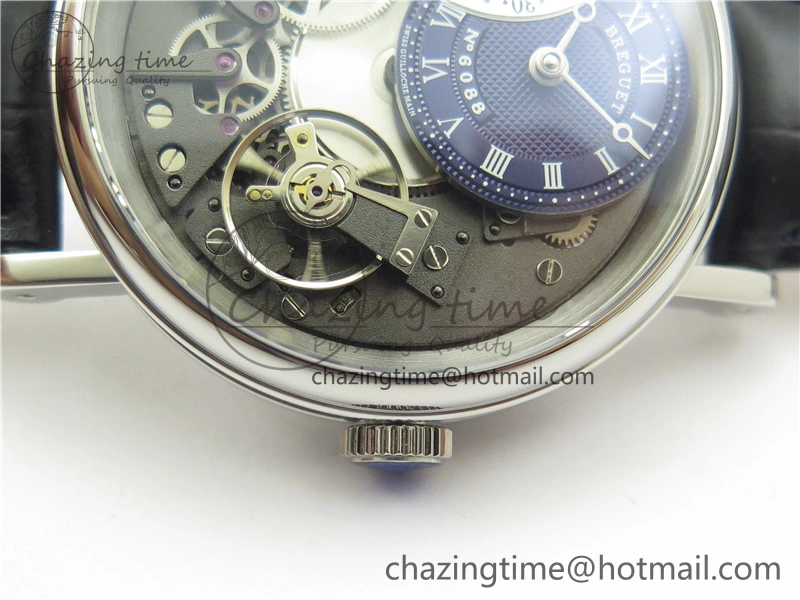 Breathable Tradition 7097BB GY 9WU SS Real PR SF 1:1 Best Edition Blue Skeleton Dial on Blue Leather Strap A 5327
