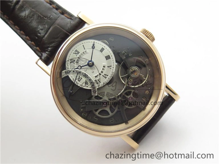Tailored Tradition 7097BR G1 9WU RG Real PR SF 1:1 Best Edition Silver Skeleton Dial on Black Leather Strap A 5328