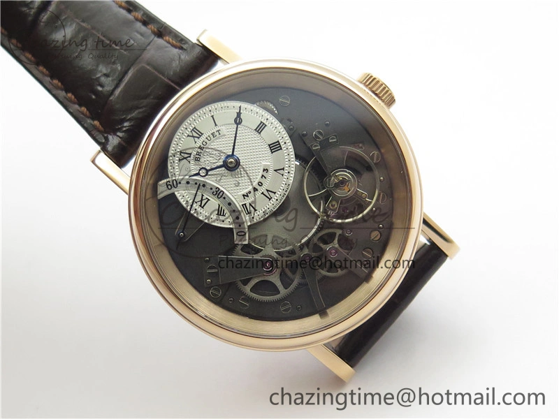 Tailored Tradition 7097BR G1 9WU RG Real PR SF 1:1 Best Edition Silver Skeleton Dial on Black Leather Strap A 5328
