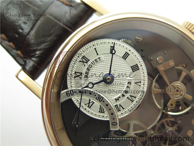 Tailored Tradition 7097BR G1 9WU RG Real PR SF 1:1 Best Edition Silver Skeleton Dial on Black Leather Strap A 5328