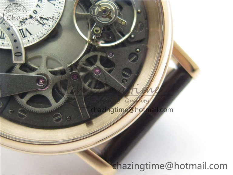 Tailored Tradition 7097BR G1 9WU RG Real PR SF 1:1 Best Edition Silver Skeleton Dial on Black Leather Strap A 5328