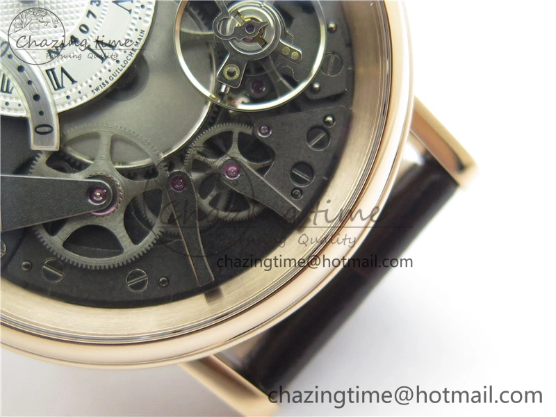 Tailored Tradition 7097BR G1 9WU RG Real PR SF 1:1 Best Edition Silver Skeleton Dial on Black Leather Strap A 5328