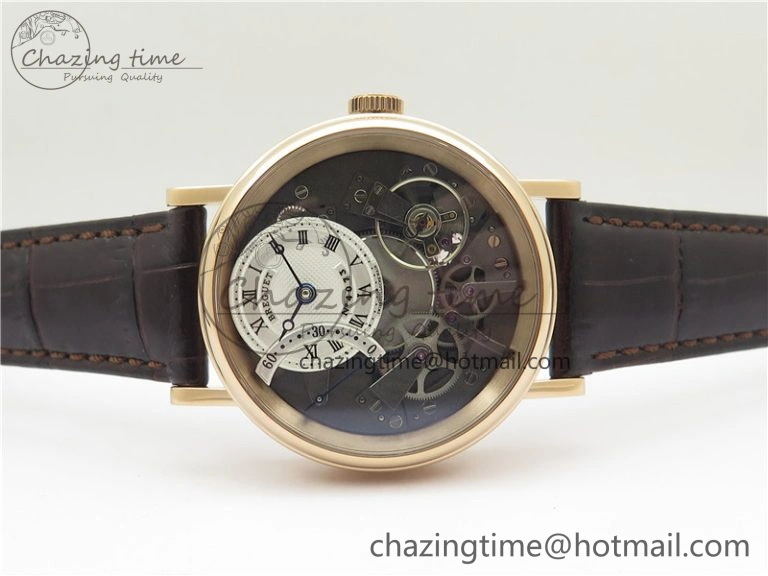 Tailored Tradition 7097BR G1 9WU RG Real PR SF 1:1 Best Edition Silver Skeleton Dial on Black Leather Strap A 5328