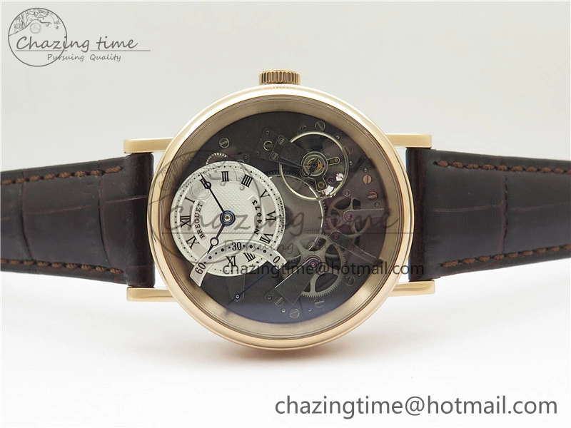 Tailored Tradition 7097BR G1 9WU RG Real PR SF 1:1 Best Edition Silver Skeleton Dial on Black Leather Strap A 5328