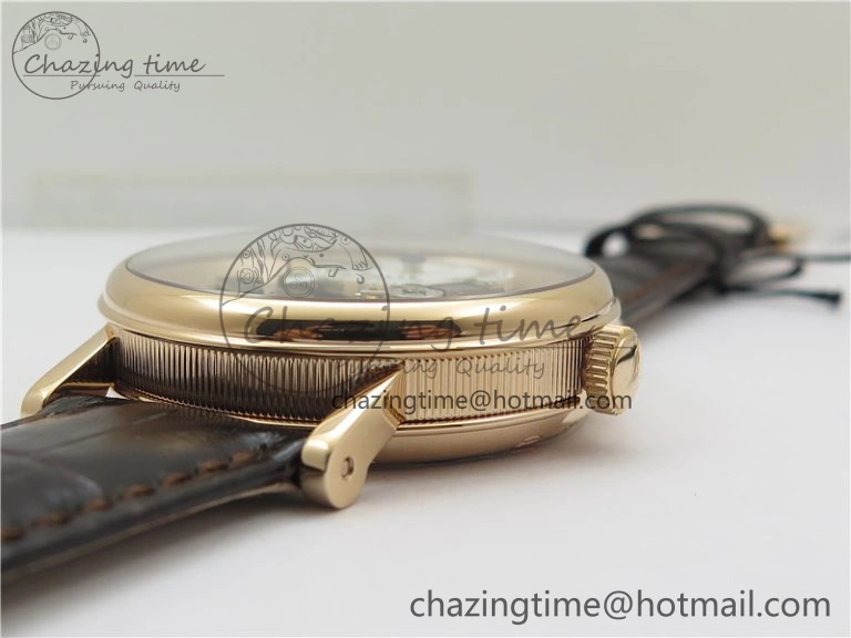 Tailored Tradition 7097BR G1 9WU RG Real PR SF 1:1 Best Edition Silver Skeleton Dial on Black Leather Strap A 5328