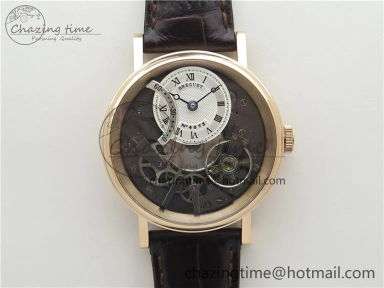 Tailored Tradition 7097BR G1 9WU RG Real PR SF 1:1 Best Edition Silver Skeleton Dial on Black Leather Strap A 5328