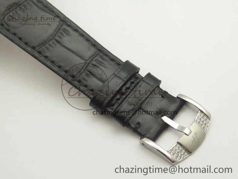 Tradition SS BBR Best Edition Diamond Paved Skeleton Dial on Black Leather Strap A23J DailyWear 9115