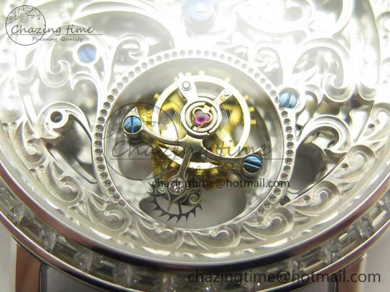 ModernLook Tradition Tourbillon SS BBR Best Edition Full Diamond Paved Skeleton Dial on Black Leather Strap 9119