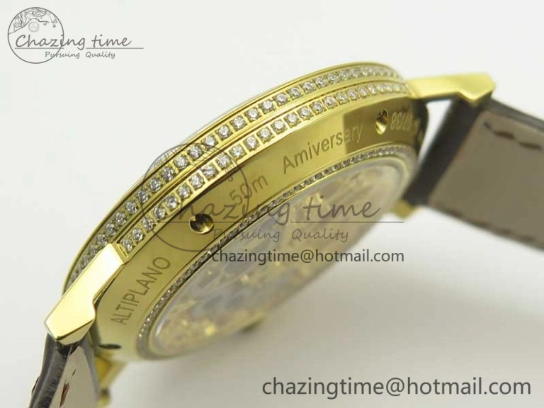 Tradition Tourbillon YG BBR Best Edition Full Diamond Paved Skeleton Dial on Brown Leather Strap Vibrant 9118