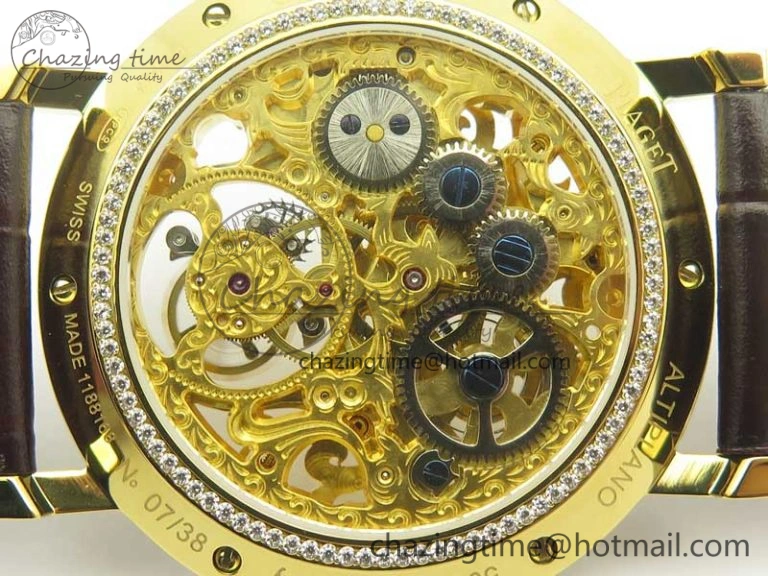 Tradition Tourbillon YG BBR Best Edition Full Diamond Paved Skeleton Dial on Brown Leather Strap Vibrant 9118