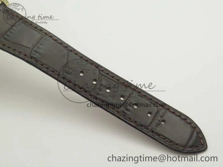 Attractive Tradition YG BBR Best Edition Diamond Paved Skeleton Dial on Brown Leather Strap A23J 9116
