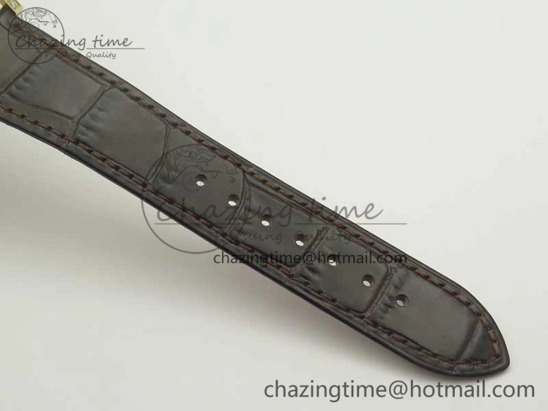 Attractive Tradition YG BBR Best Edition Diamond Paved Skeleton Dial on Brown Leather Strap A23J 9116