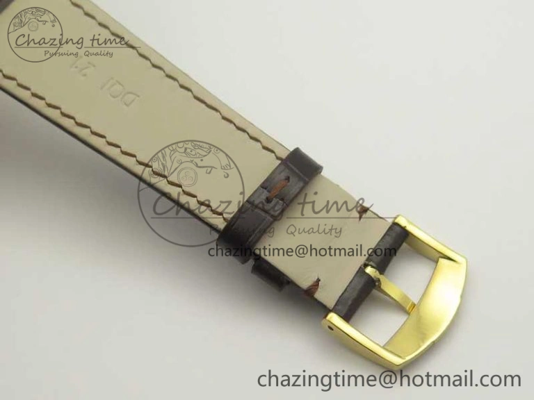 Attractive Tradition YG BBR Best Edition Diamond Paved Skeleton Dial on Brown Leather Strap A23J 9116