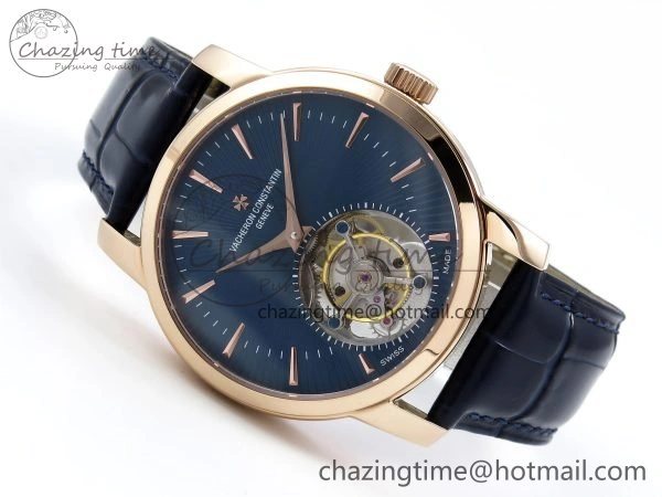 Traditionnelle Tourbillon RG RMSF Best Edition Blue Textured Dial on Blue Leather Strap Minimalist 9863
