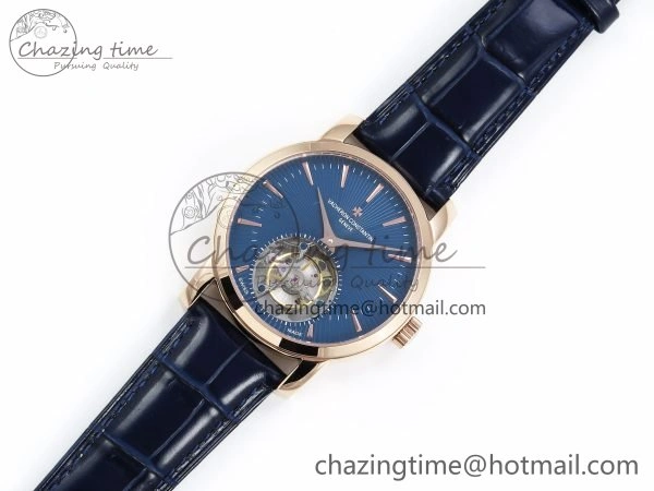 Traditionnelle Tourbillon RG RMSF Best Edition Blue Textured Dial on Blue Leather Strap Minimalist 9863