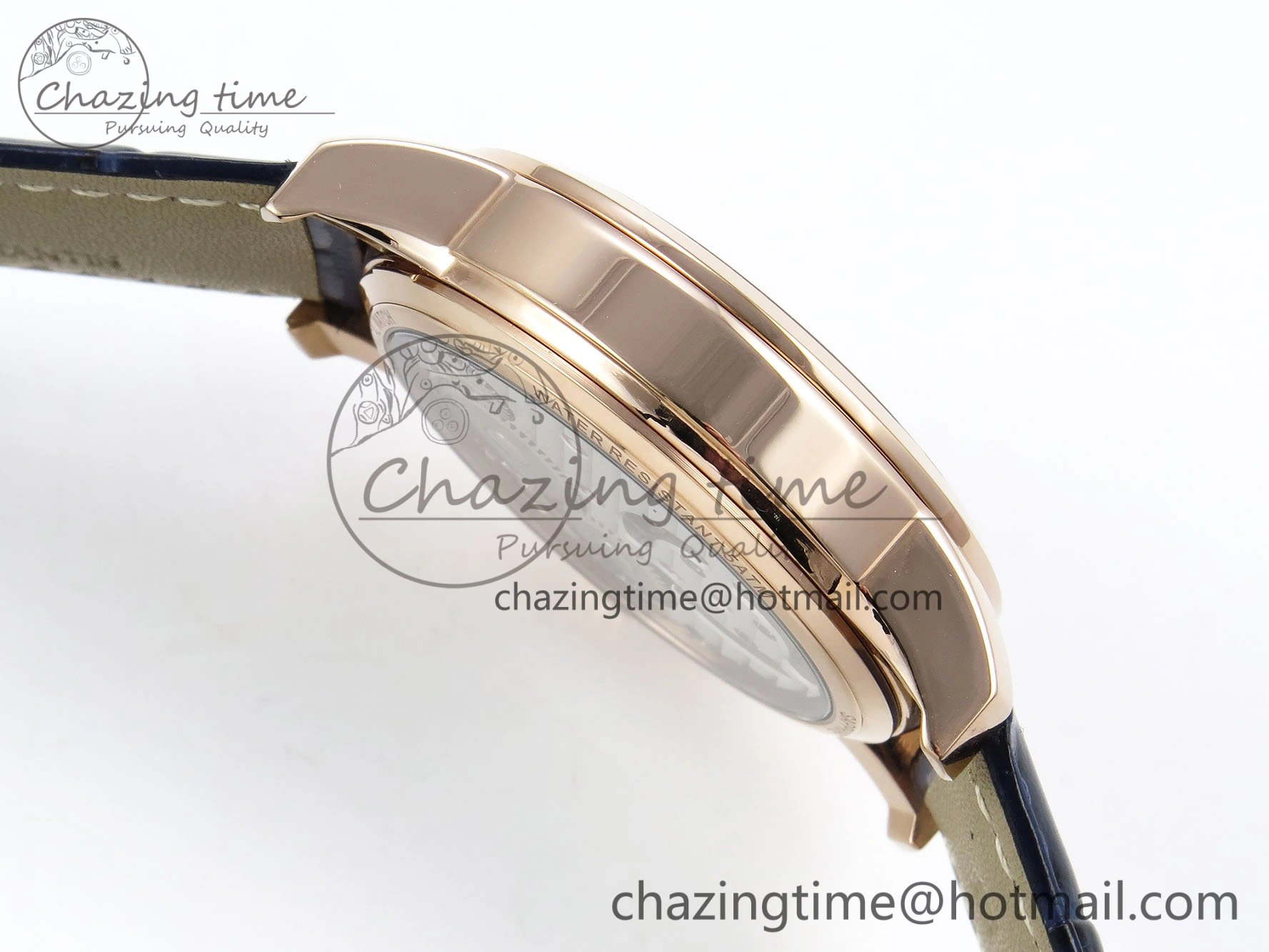 Traditionnelle Tourbillon RG RMSF Best Edition Blue Textured Dial on Blue Leather Strap Minimalist 9863