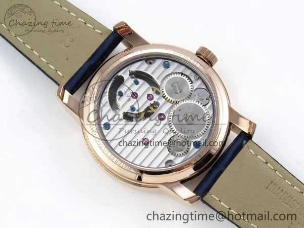 Traditionnelle Tourbillon RG RMSF Best Edition Blue Textured Dial on Blue Leather Strap Minimalist 9863