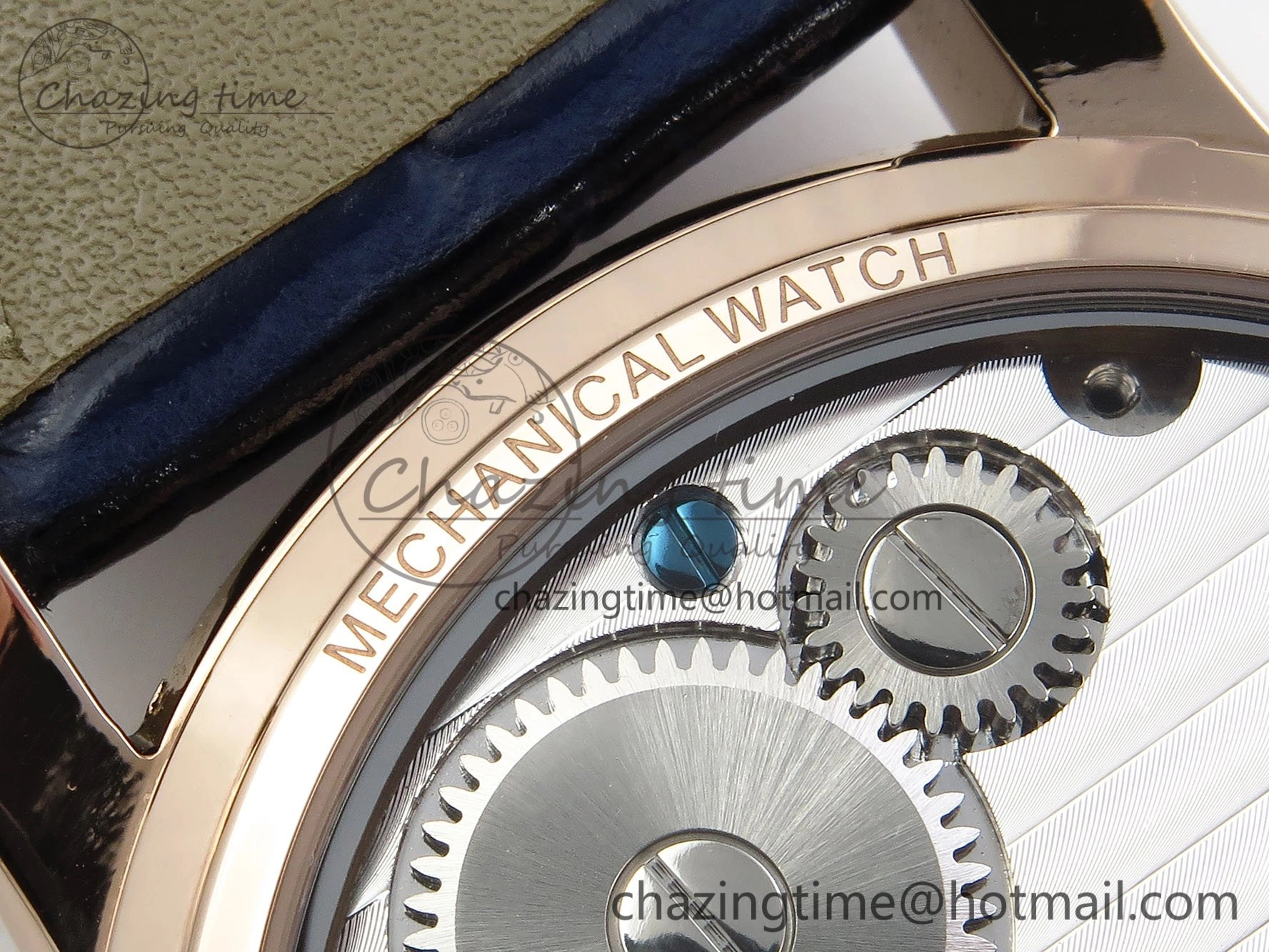 Traditionnelle Tourbillon RG RMSF Best Edition Blue Textured Dial on Blue Leather Strap Minimalist 9863