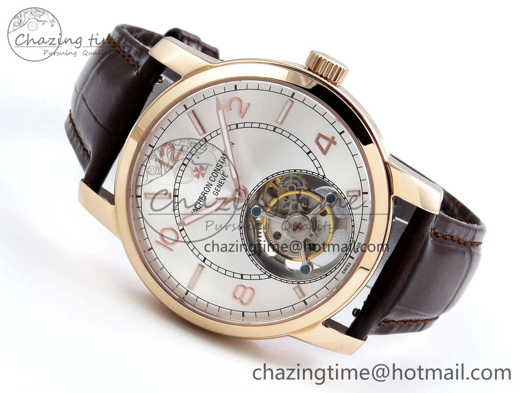 Traditionnelle Tourbillon RG RMSF Best Edition Silver Dial on Brown Leather Strap Unique 9866
