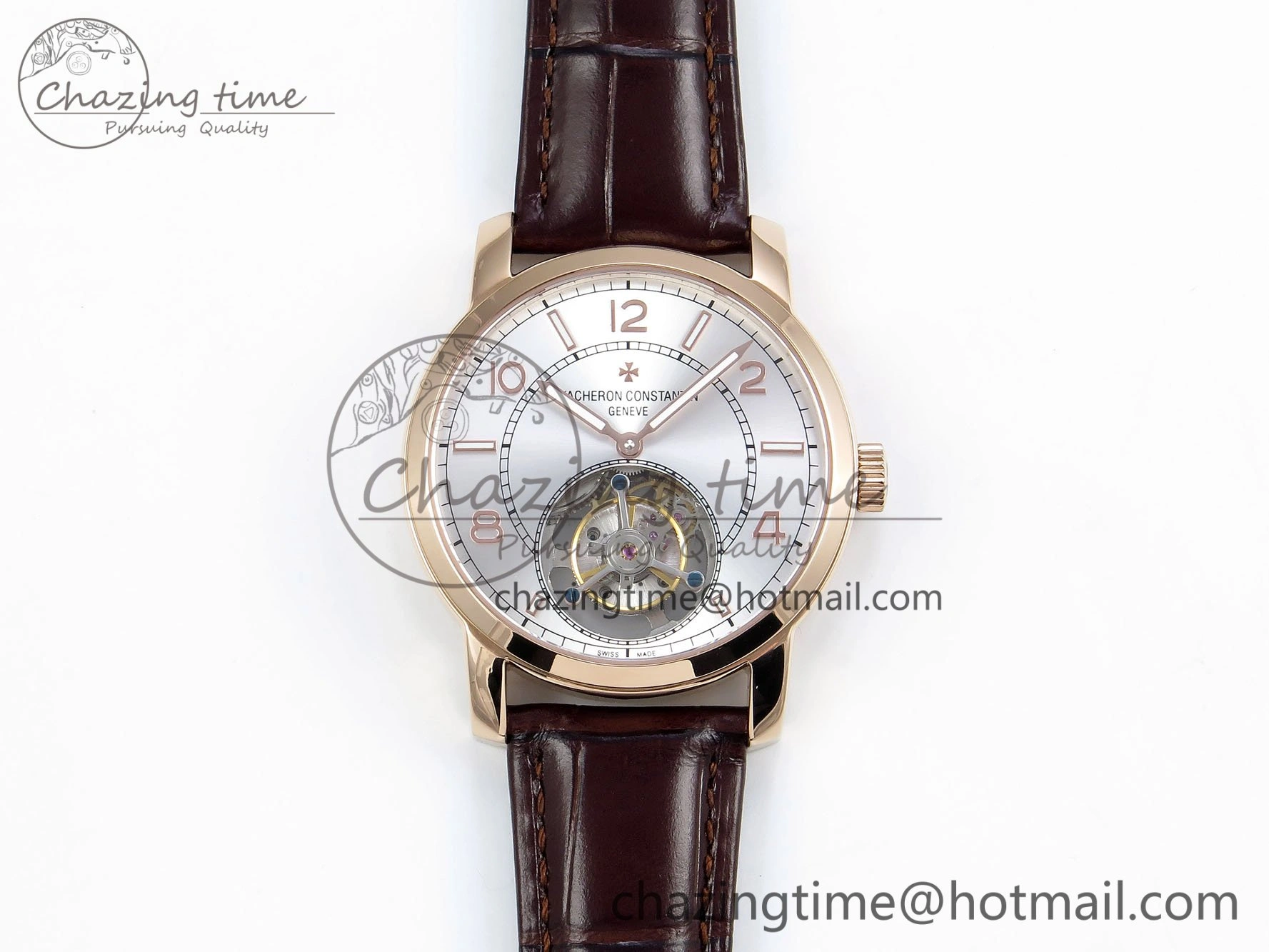 Traditionnelle Tourbillon RG RMSF Best Edition Silver Dial on Brown Leather Strap Unique 9866