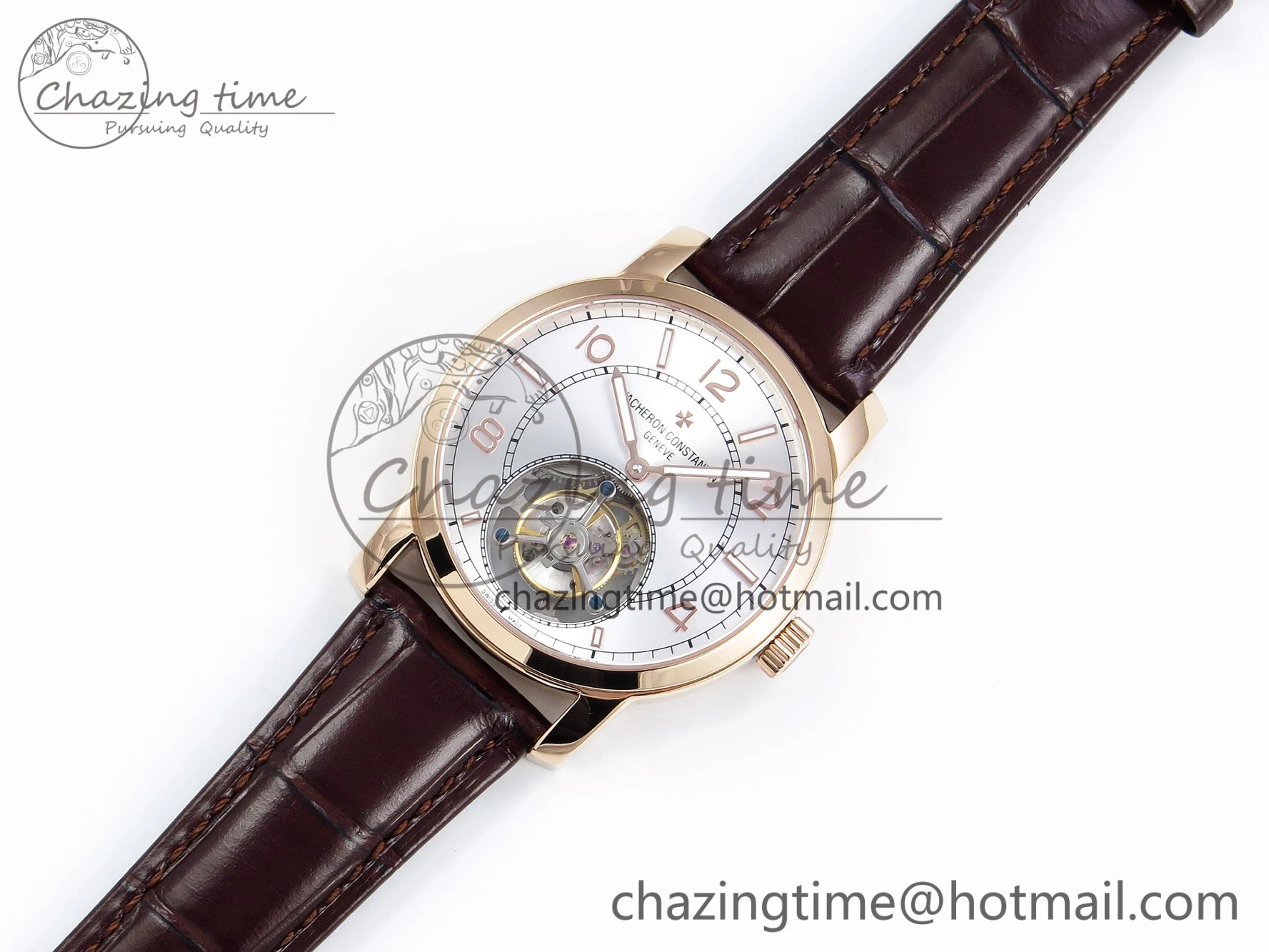 Traditionnelle Tourbillon RG RMSF Best Edition Silver Dial on Brown Leather Strap Unique 9866