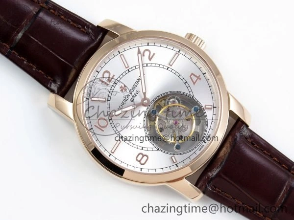 Traditionnelle Tourbillon RG RMSF Best Edition Silver Dial on Brown Leather Strap Unique 9866