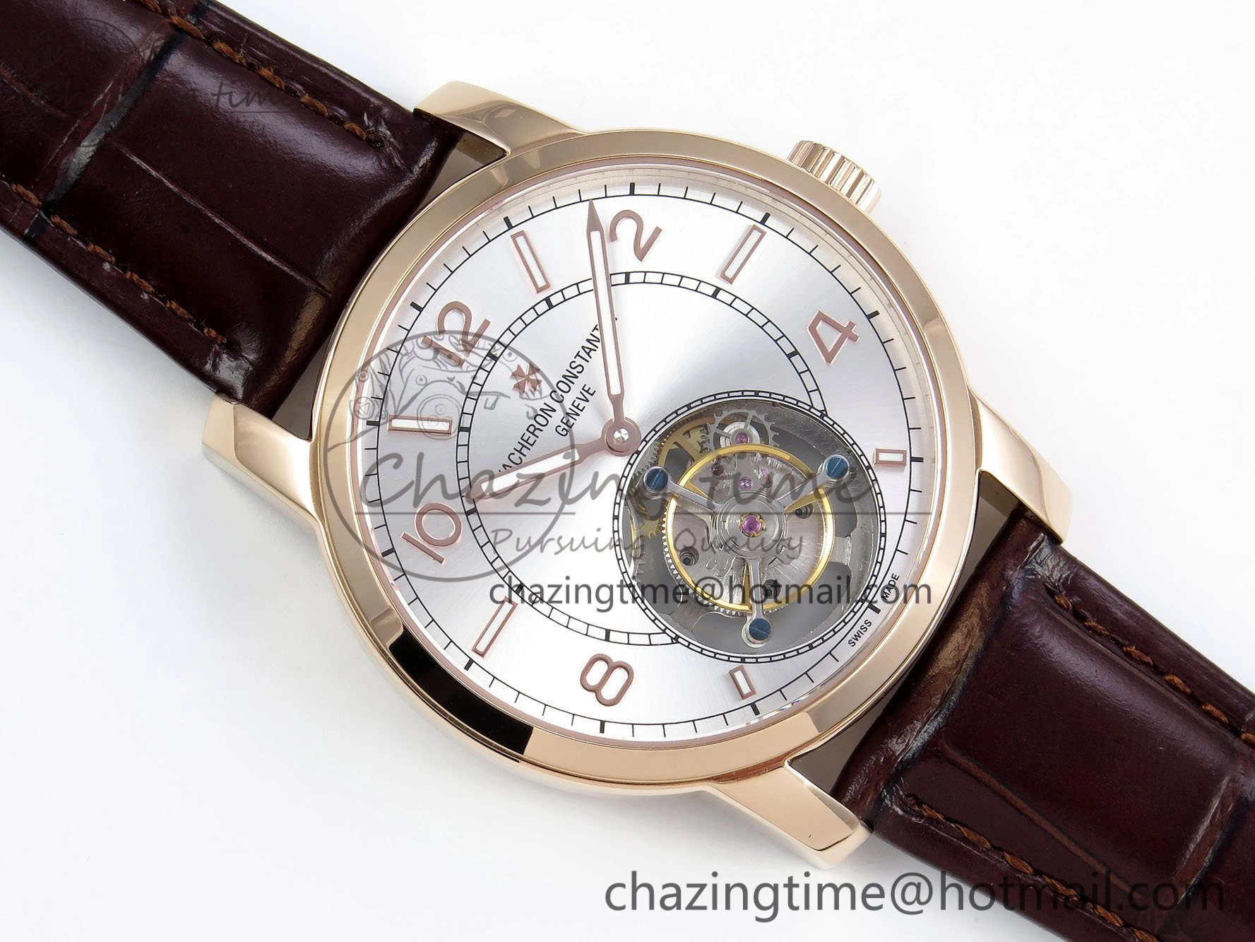 Traditionnelle Tourbillon RG RMSF Best Edition Silver Dial on Brown Leather Strap Unique 9866