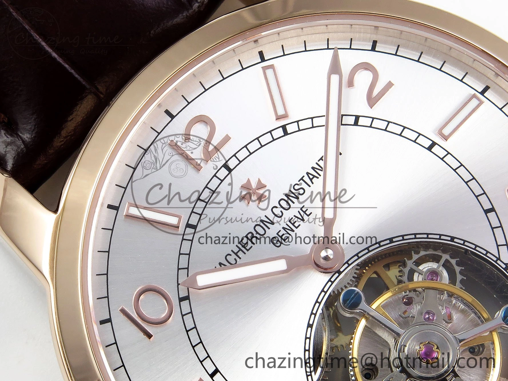 Traditionnelle Tourbillon RG RMSF Best Edition Silver Dial on Brown Leather Strap Unique 9866