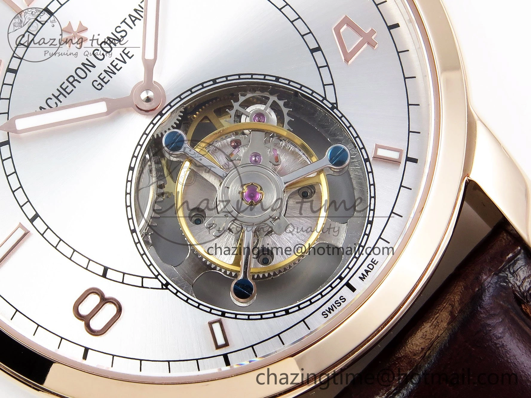 Traditionnelle Tourbillon RG RMSF Best Edition Silver Dial on Brown Leather Strap Unique 9866