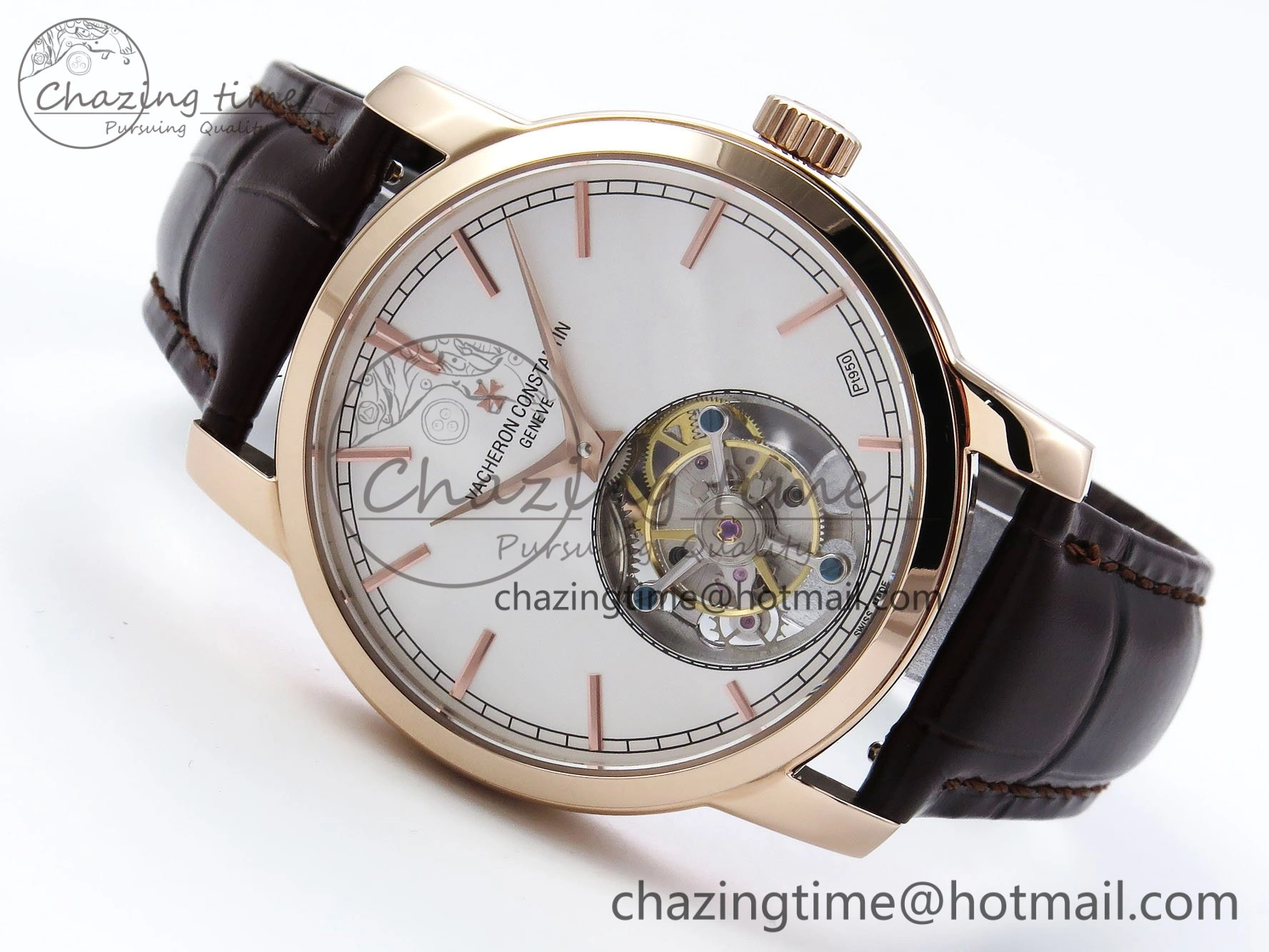 Traditionnelle Tourbillon RG RMSF Best Edition White Dial on Brown Leather Strap Bold 9865