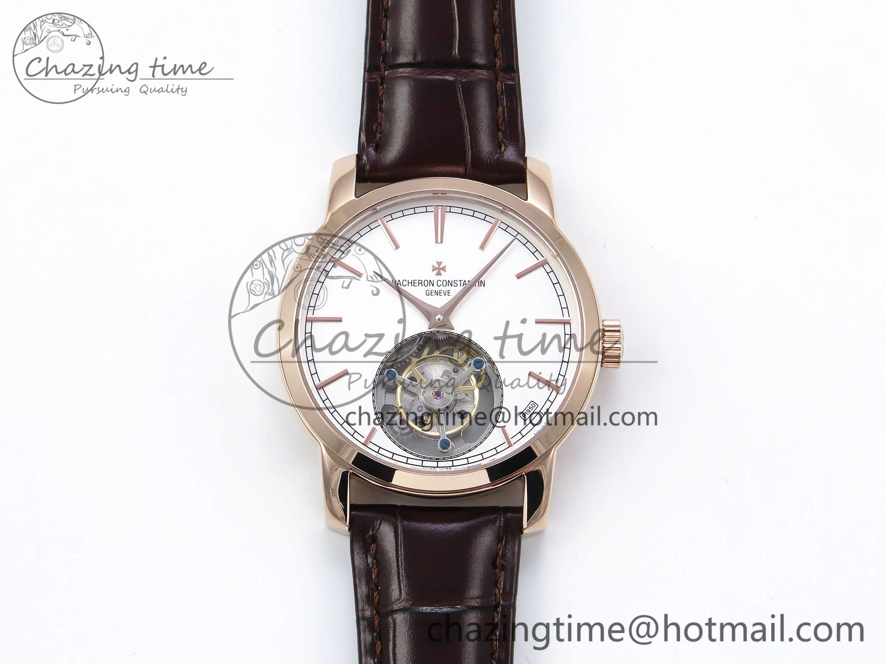 Traditionnelle Tourbillon RG RMSF Best Edition White Dial on Brown Leather Strap Bold 9865