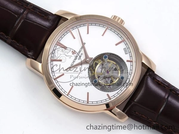 Traditionnelle Tourbillon RG RMSF Best Edition White Dial on Brown Leather Strap Bold 9865