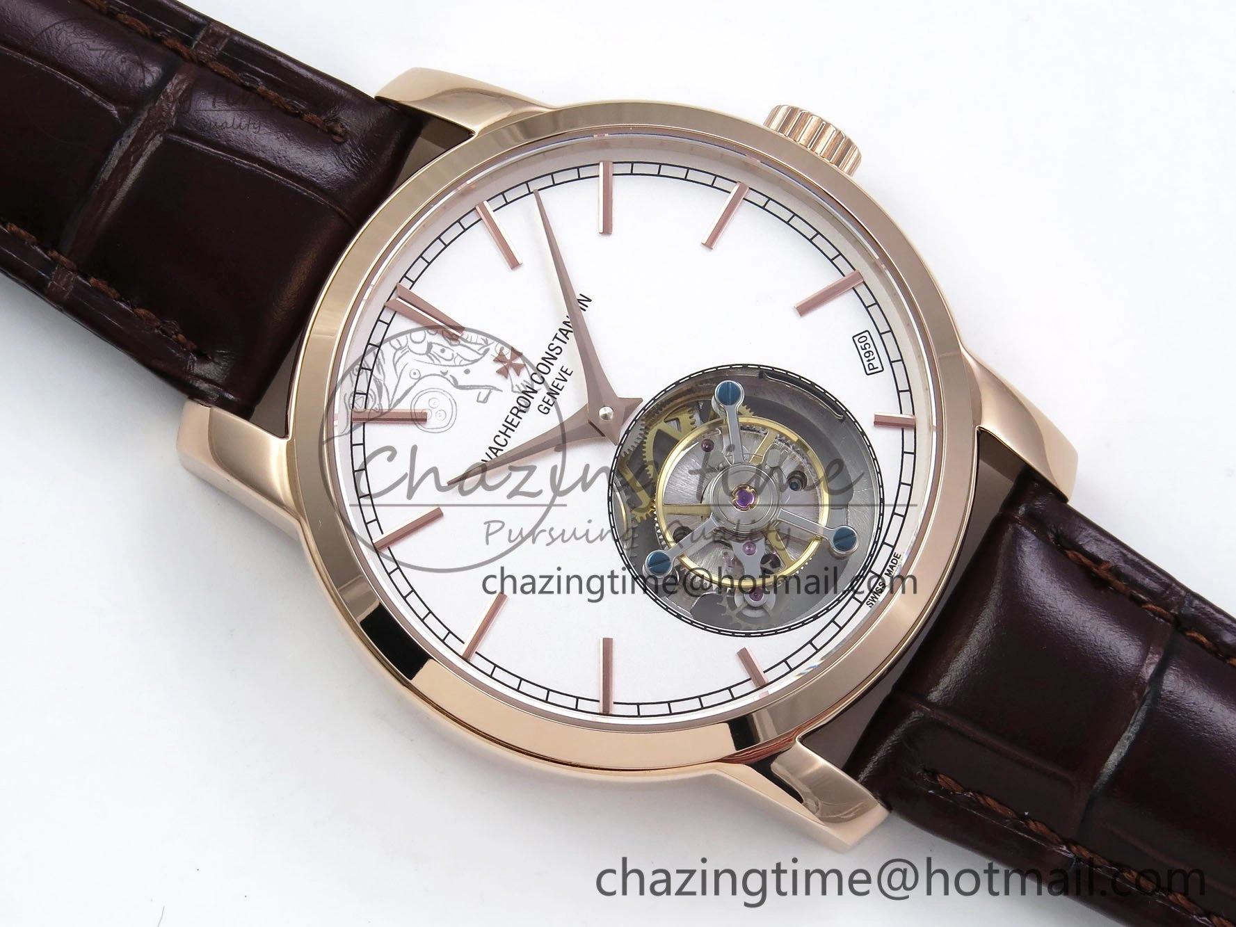 Traditionnelle Tourbillon RG RMSF Best Edition White Dial on Brown Leather Strap Bold 9865