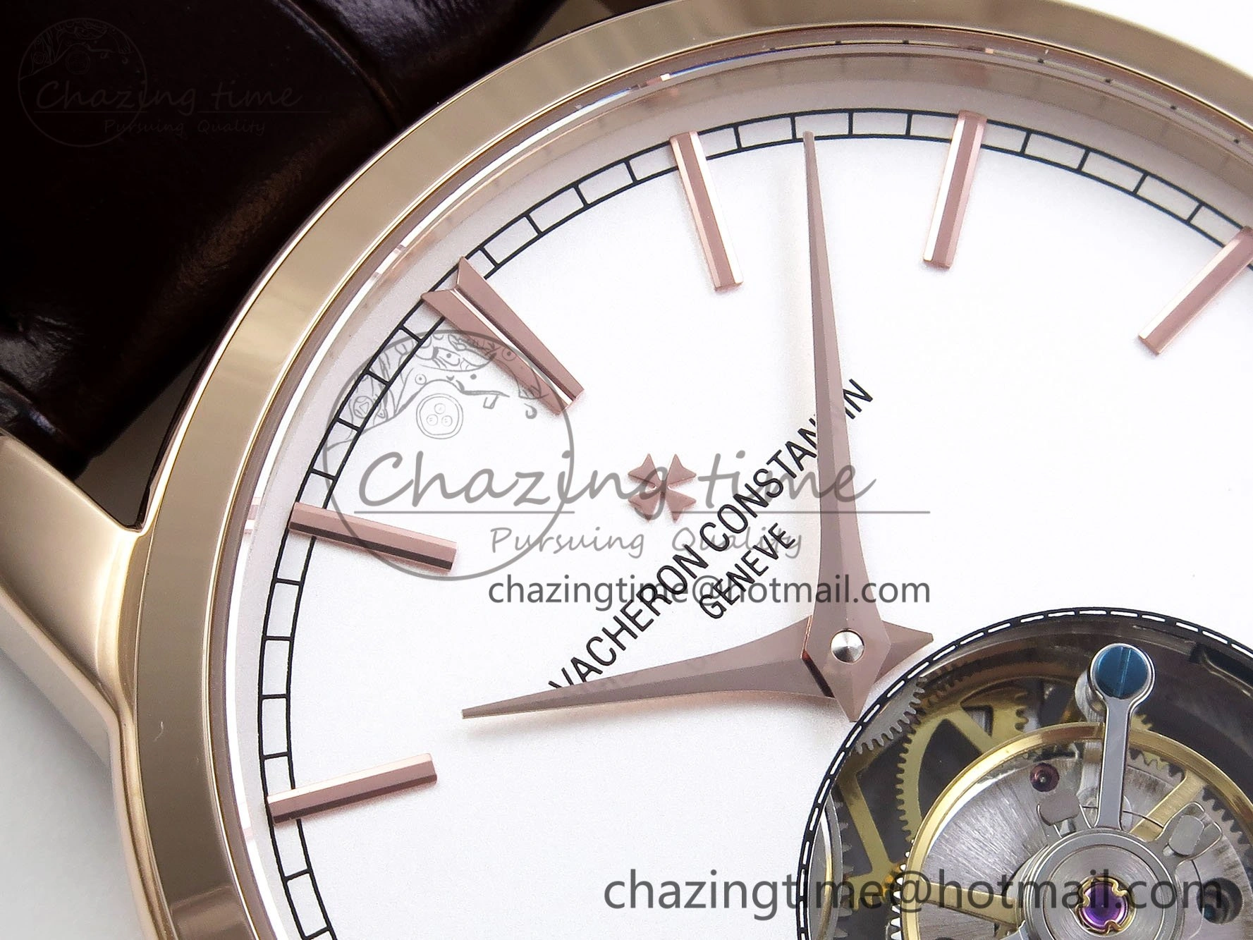 Traditionnelle Tourbillon RG RMSF Best Edition White Dial on Brown Leather Strap Bold 9865