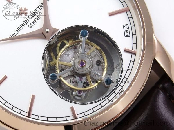 Traditionnelle Tourbillon RG RMSF Best Edition White Dial on Brown Leather Strap Bold 9865