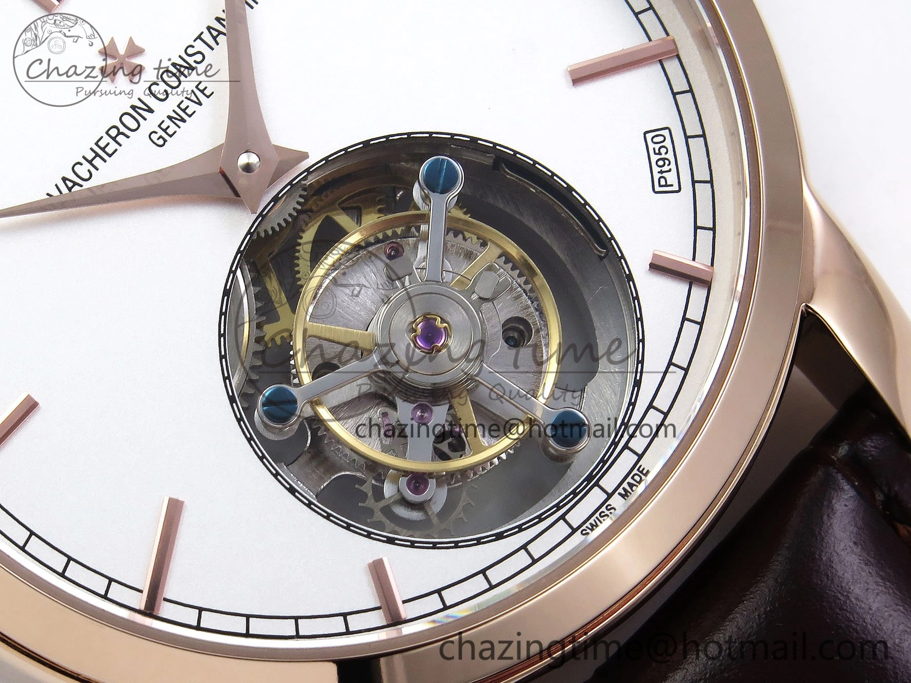 Traditionnelle Tourbillon RG RMSF Best Edition White Dial on Brown Leather Strap Bold 9865