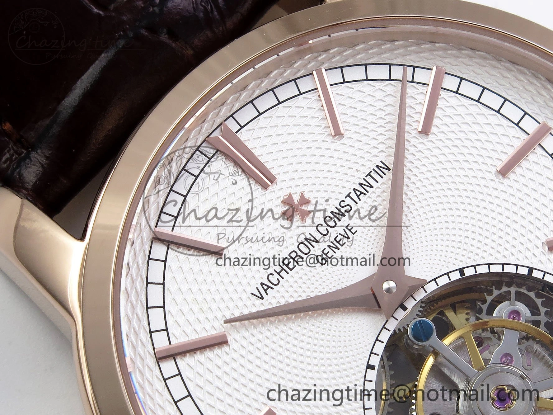 Sporty Traditionnelle Tourbillon RG RMSF Best Edition White Textured Dial on Brown Leather Strap 9864