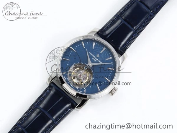 Traditionnelle Tourbillon SS RMSF Best Edition Blue Textured Dial on Blue Leather Strap OdorResistant 9858