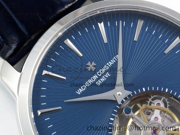 Traditionnelle Tourbillon SS RMSF Best Edition Blue Textured Dial on Blue Leather Strap OdorResistant 9858