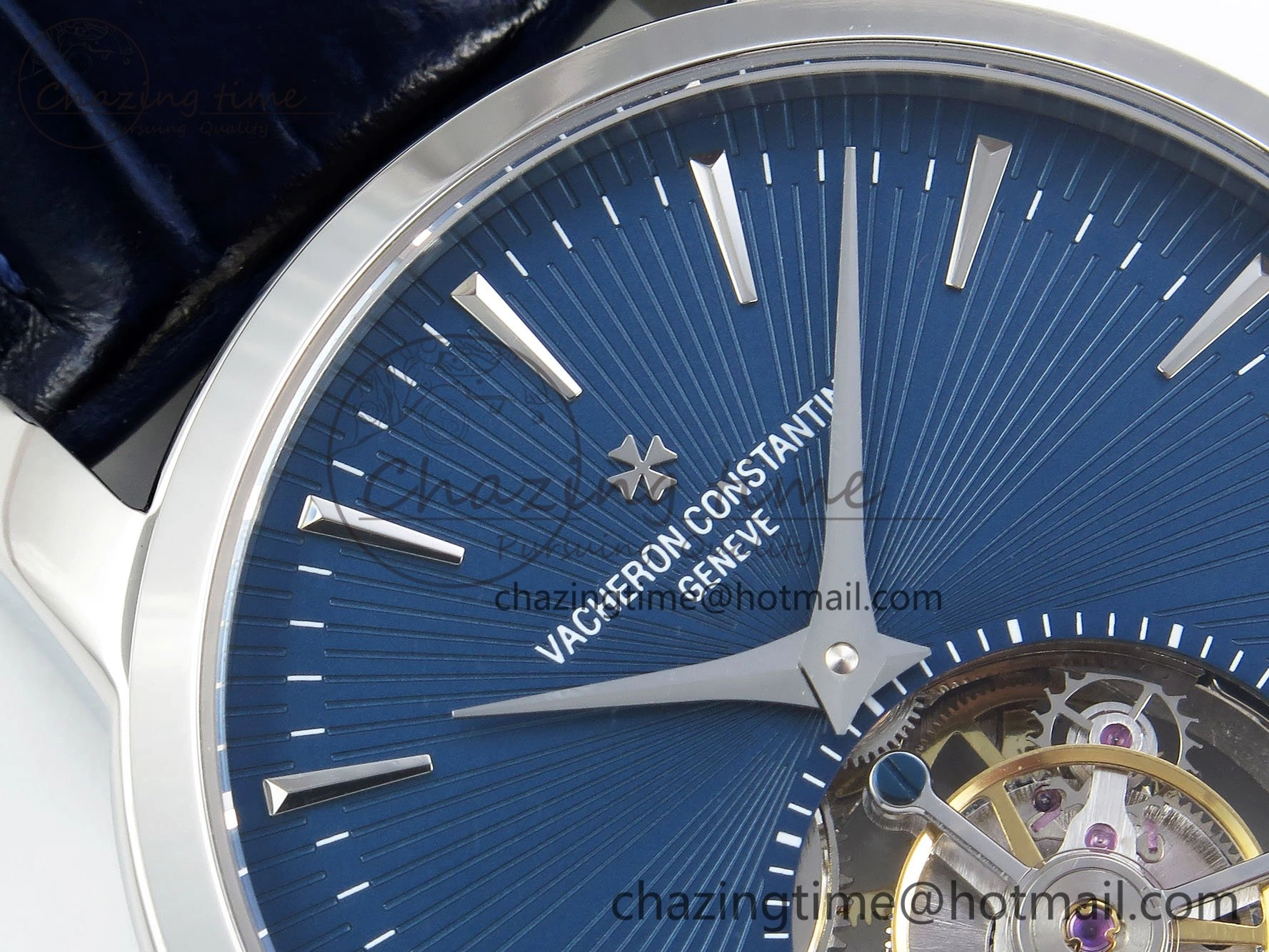 Traditionnelle Tourbillon SS RMSF Best Edition Blue Textured Dial on Blue Leather Strap OdorResistant 9858