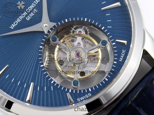 Traditionnelle Tourbillon SS RMSF Best Edition Blue Textured Dial on Blue Leather Strap OdorResistant 9858