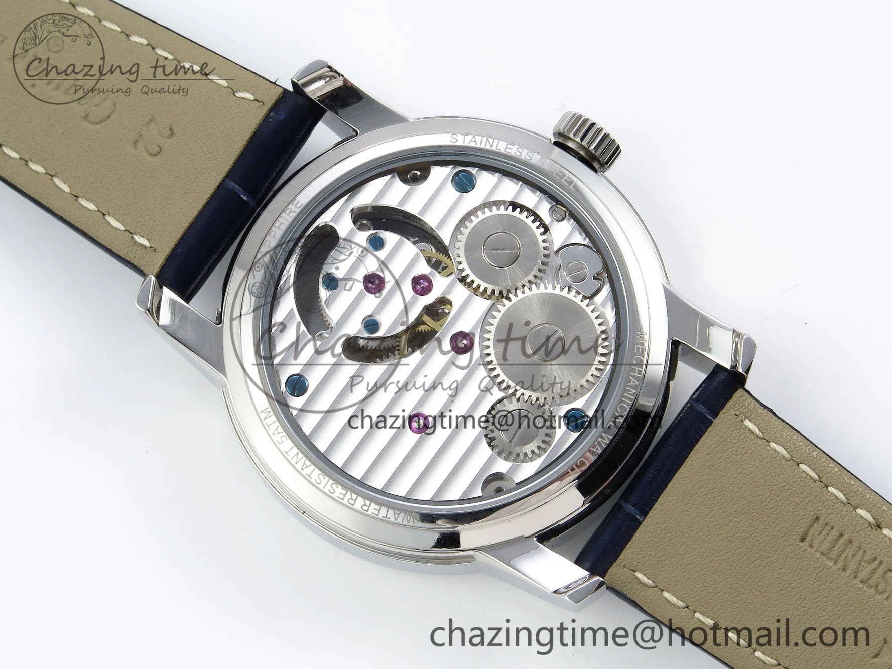 Traditionnelle Tourbillon SS RMSF Best Edition Blue Textured Dial on Blue Leather Strap OdorResistant 9858