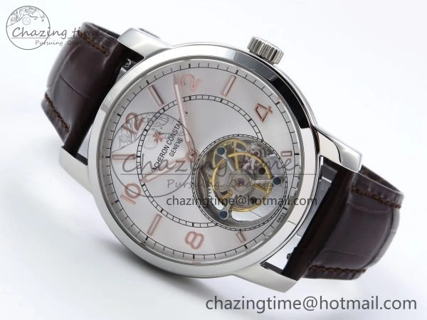 DailyWear Traditionnelle Tourbillon SS RMSF Best Edition Silver Dial on Brown Leather Strap 9862