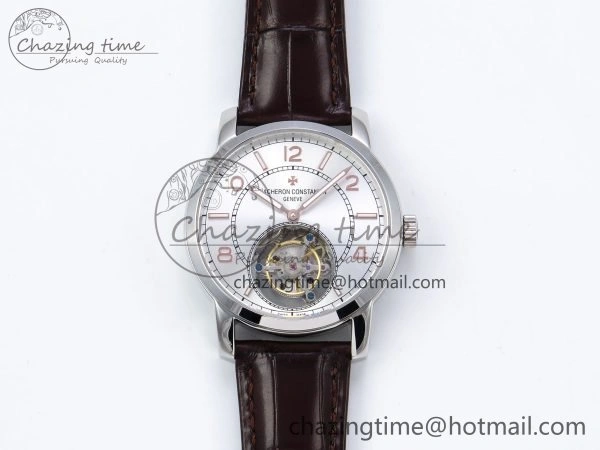 DailyWear Traditionnelle Tourbillon SS RMSF Best Edition Silver Dial on Brown Leather Strap 9862