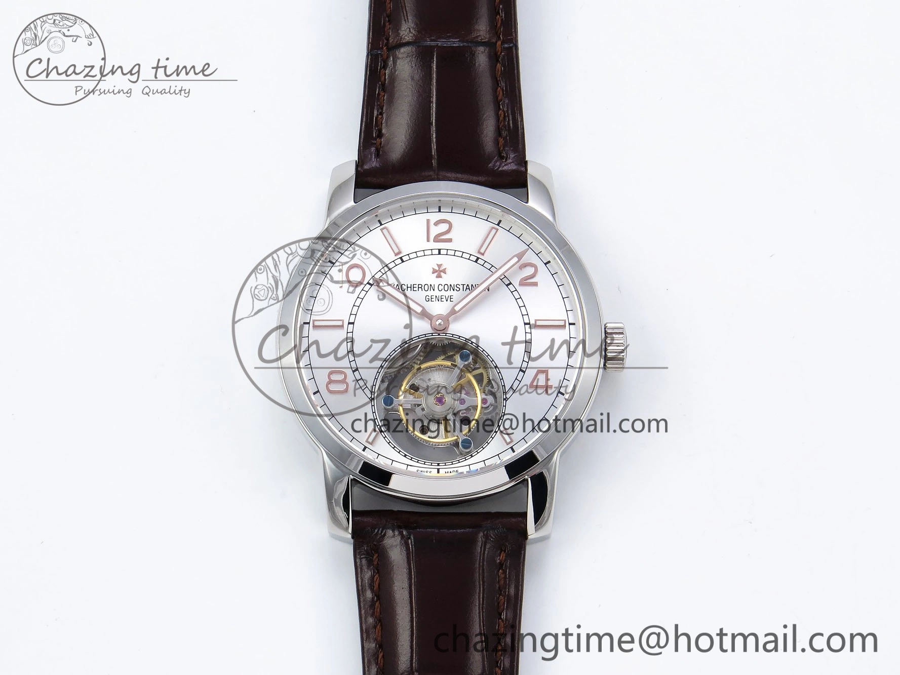 DailyWear Traditionnelle Tourbillon SS RMSF Best Edition Silver Dial on Brown Leather Strap 9862
