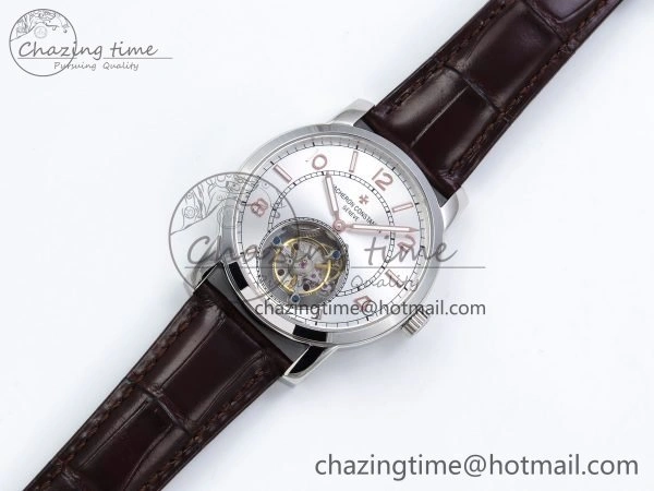 DailyWear Traditionnelle Tourbillon SS RMSF Best Edition Silver Dial on Brown Leather Strap 9862